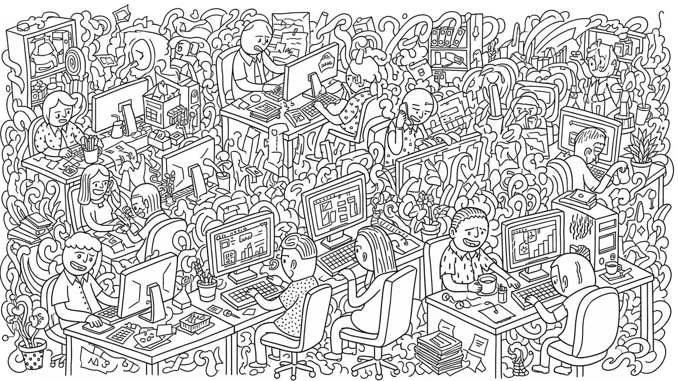Workplace in doodle