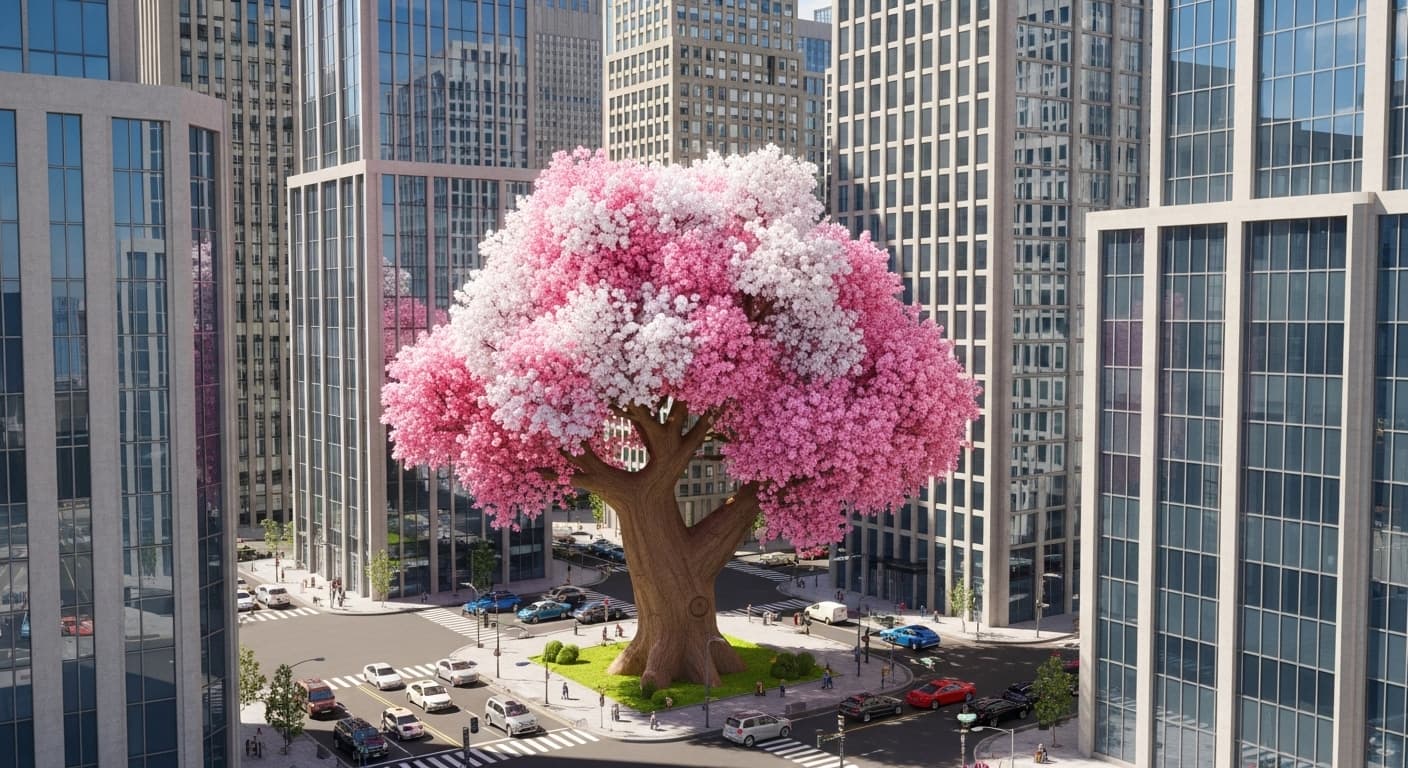 big tree in big city