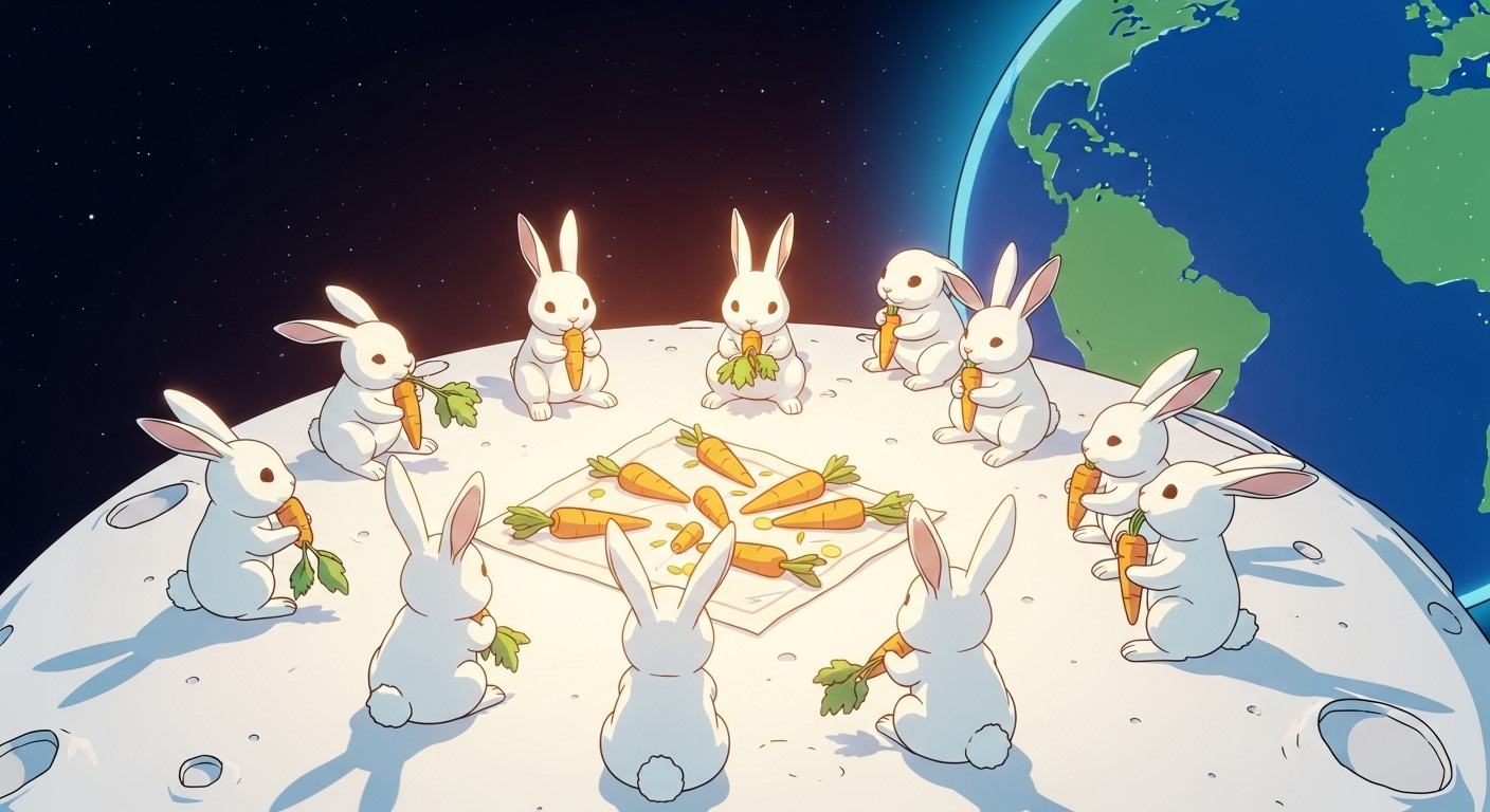 Once upon a time there're rabbits on the moon